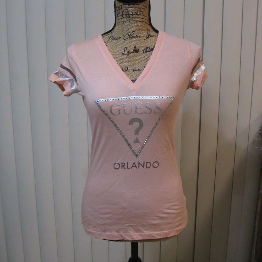NWT Guess pink logo Orlando graphic t shirt top XS extra small